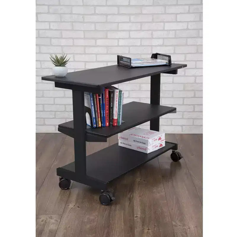 Stand Up Desk Store Organiseur de bureau à roulettes 3 étagères pour retour de bureau et bibliothèque mobile