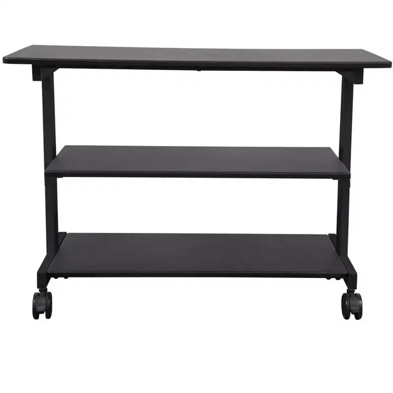 Stand Up Desk Store Organiseur de bureau à roulettes 3 étagères pour retour de bureau et bibliothèque mobile
