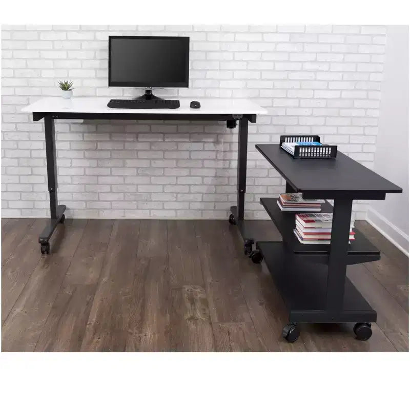 Stand Up Desk Store Organiseur de bureau à roulettes 3 étagères pour retour de bureau et bibliothèque mobile