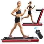 Costway 2-in-1 Folding Treadmill 2.25HP Jogging Machine w/ Dual LED Display Silver\Black\Blue