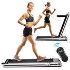 Costway 2-in-1 Folding Treadmill 2.25HP Jogging Machine w/ Dual LED Display Silver\Black\Blue