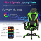 Costway Gaming Chair Adjustable Swivel Computer Chair w/ Dynamic LED Lights