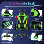 Costway Gaming Chair Adjustable Swivel Computer Chair w/ Dynamic LED Lights
