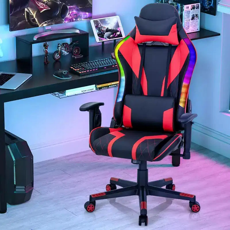 Costway Gaming Chair Adjustable Swivel Computer Chair w/ Dynamic LED Lights