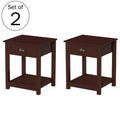 Lavish Home Shaker Style End Table with Drawer, Umber Brown, Set of 2