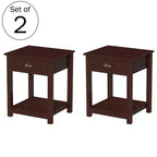 Lavish Home Shaker Style End Table with Drawer, Umber Brown, Set of 2