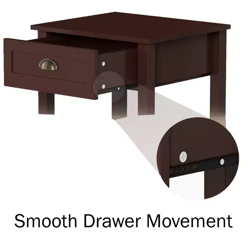 Table d'appoint de style Shaker Lavish Home avec tiroir, brun terre d'ombre, lot de 2
