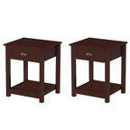 Table d'appoint de style Shaker Lavish Home avec tiroir, brun terre d'ombre, lot de 2