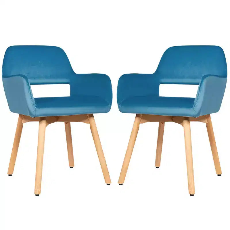 Costway Lot de 2 Fauteuils d'Appoint Modernes en Velours Fauteuils de Loisirs Club Invité Jaune/Bleu/Gris