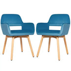 Costway Lot de 2 Fauteuils d'Appoint Modernes en Velours Fauteuils de Loisirs Club Invité Jaune/Bleu/Gris