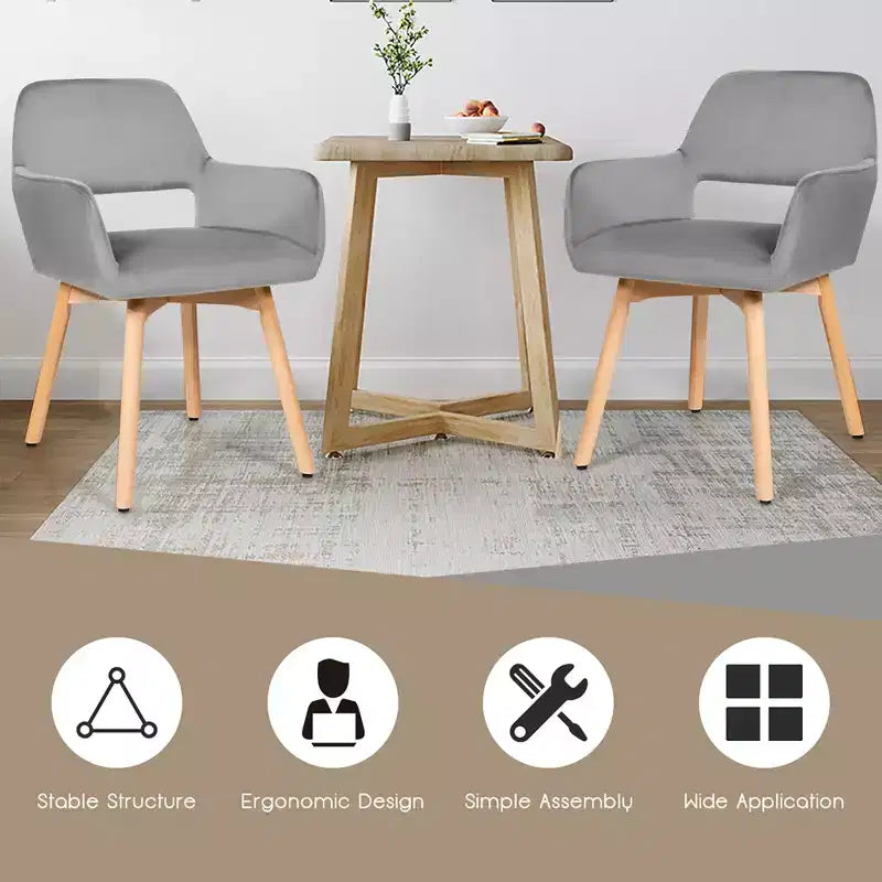 Costway Lot de 2 Fauteuils d'Appoint Modernes en Velours Fauteuils de Loisirs Club Invité Jaune/Bleu/Gris