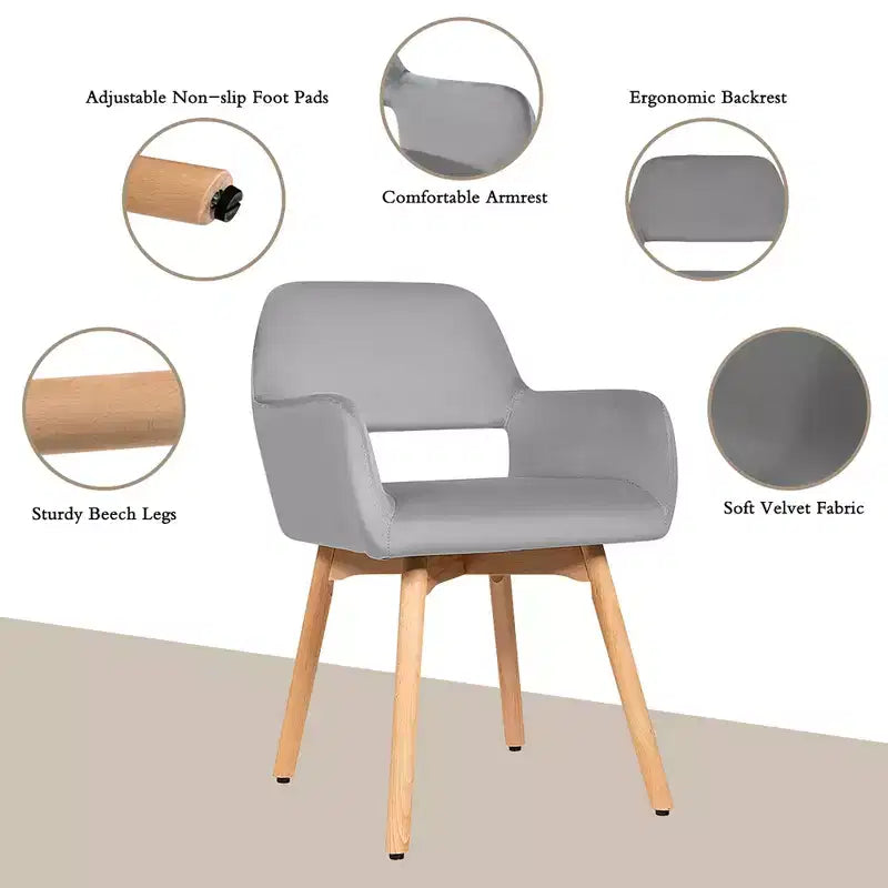 Costway Lot de 2 Fauteuils d'Appoint Modernes en Velours Fauteuils de Loisirs Club Invité Jaune/Bleu/Gris