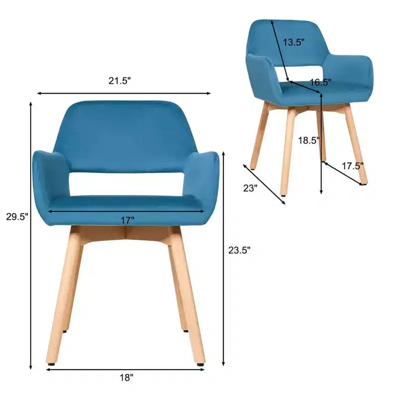 Costway Lot de 2 Fauteuils d'Appoint Modernes en Velours Fauteuils de Loisirs Club Invité Jaune/Bleu/Gris
