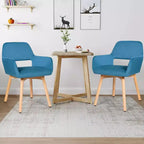 Costway Lot de 2 Fauteuils d'Appoint Modernes en Velours Fauteuils de Loisirs Club Invité Jaune/Bleu/Gris