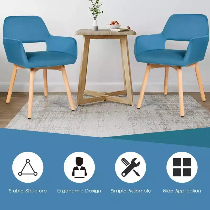 Costway Lot de 2 Fauteuils d'Appoint Modernes en Velours Fauteuils de Loisirs Club Invité Jaune/Bleu/Gris