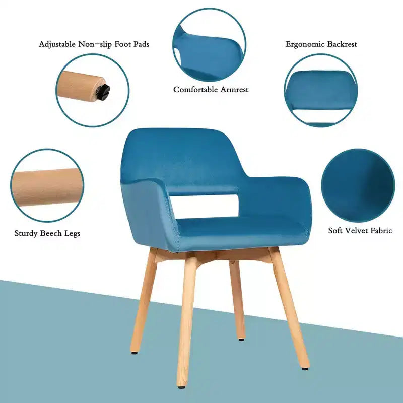 Costway Lot de 2 Fauteuils d'Appoint Modernes en Velours Fauteuils de Loisirs Club Invité Jaune/Bleu/Gris