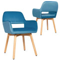 Costway Set of 2 Modern Accent Armchairs Velvet Fabric Leisure Chairs Club Guest Yellow\Blue\ Grey