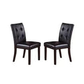 Simple Relax Set of 2 Leroux Upholstered Dining Chairs with Button Tufted in Dark Brown