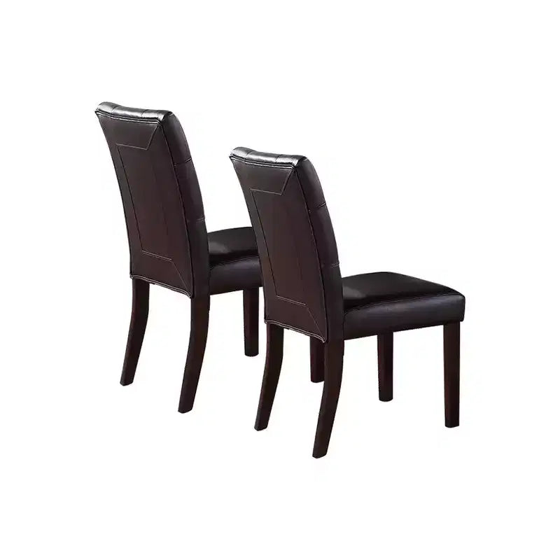 Simple Relax Set of 2 Leroux Upholstered Dining Chairs with Button Tufted in Dark Brown