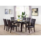 Simple Relax Set of 2 Leroux Upholstered Dining Chairs with Button Tufted in Dark Brown