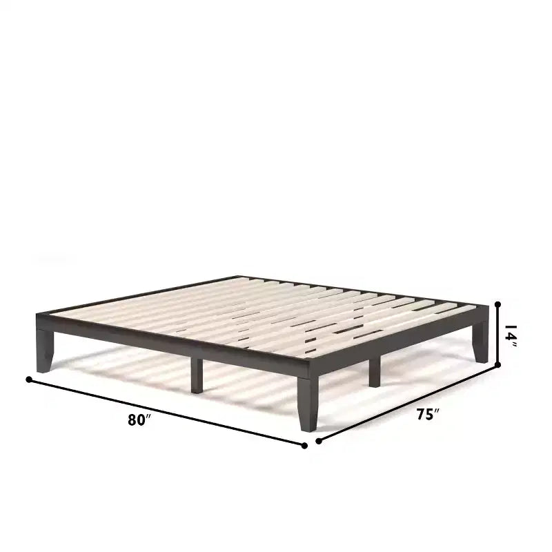 Cadre de lit King Size 14'' Costway avec support à lattes en bois pour matelas EspressoNaturel