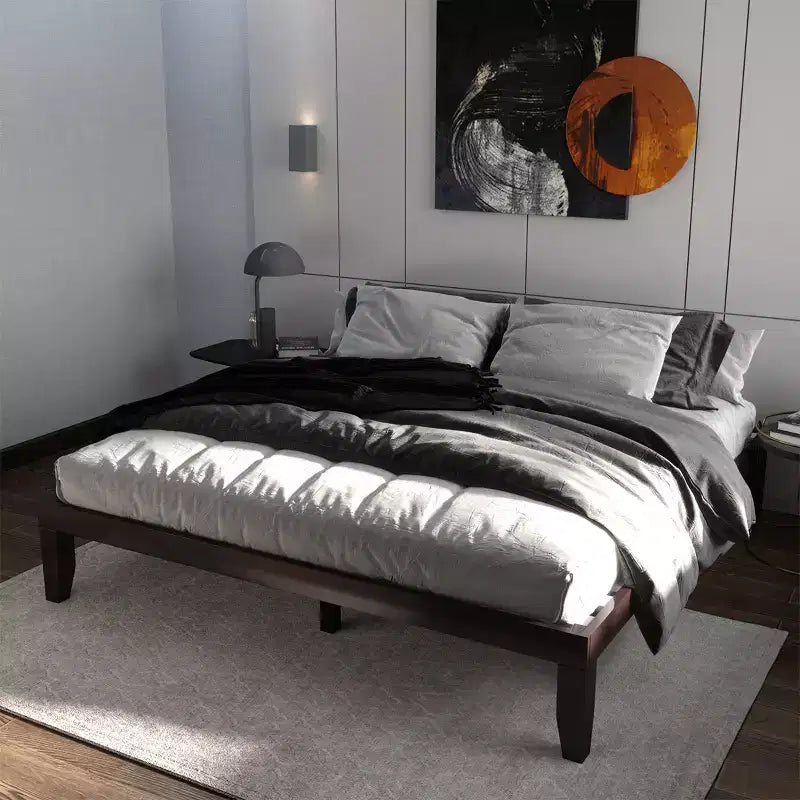 Cadre de lit King Size 14'' Costway avec support à lattes en bois pour matelas EspressoNaturel