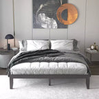 Cadre de lit King Size 14'' Costway avec support à lattes en bois pour matelas EspressoNaturel