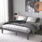 Cadre de lit King Size 14'' Costway avec support à lattes en bois pour matelas EspressoNaturel
