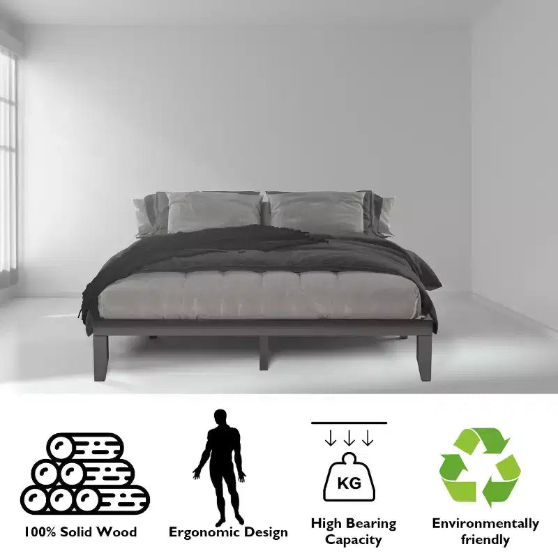 Cadre de lit King Size 14'' Costway avec support à lattes en bois pour matelas EspressoNaturel