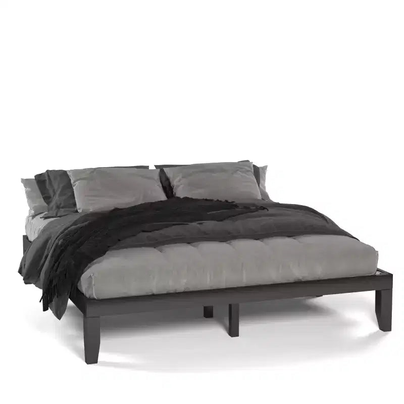 Cadre de lit King Size 14'' Costway avec support à lattes en bois pour matelas EspressoNaturel