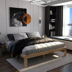 Cadre de lit King Size 14'' Costway avec support à lattes en bois pour matelas EspressoNaturel