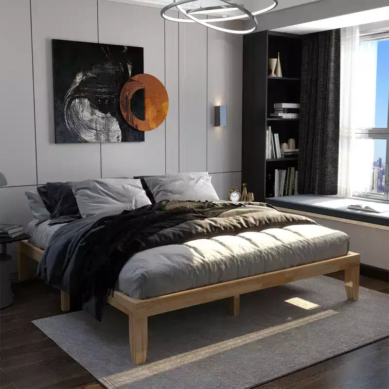 Cadre de lit King Size 14'' Costway avec support à lattes en bois pour matelas EspressoNaturel