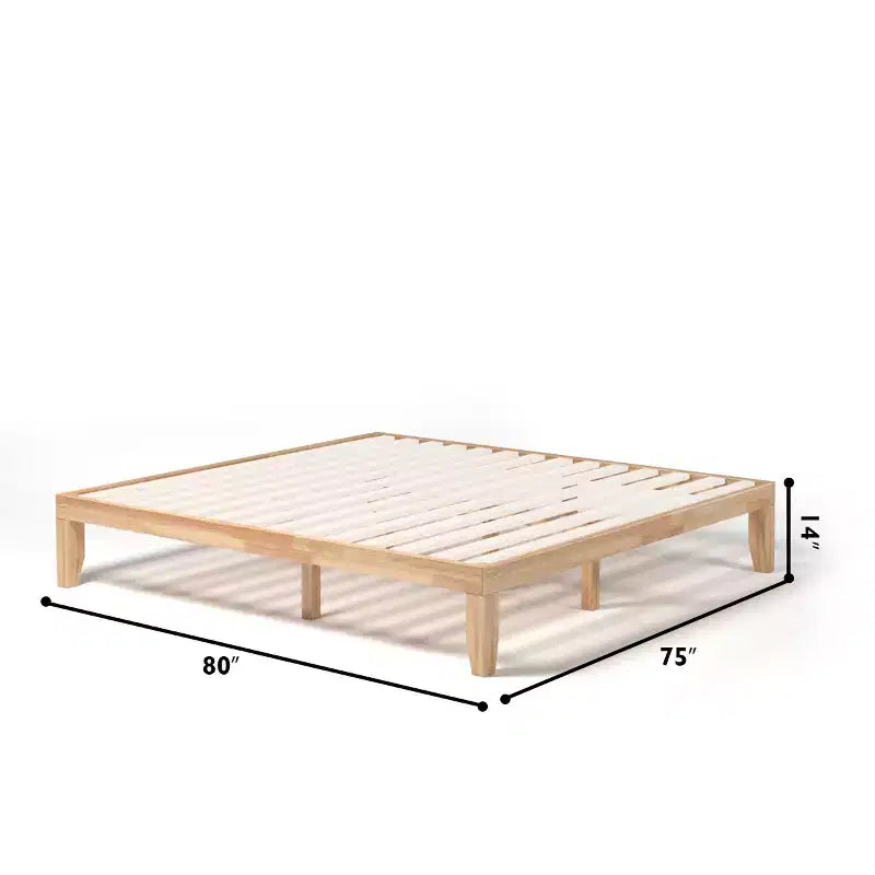 Cadre de lit King Size 14'' Costway avec support à lattes en bois pour matelas EspressoNaturel
