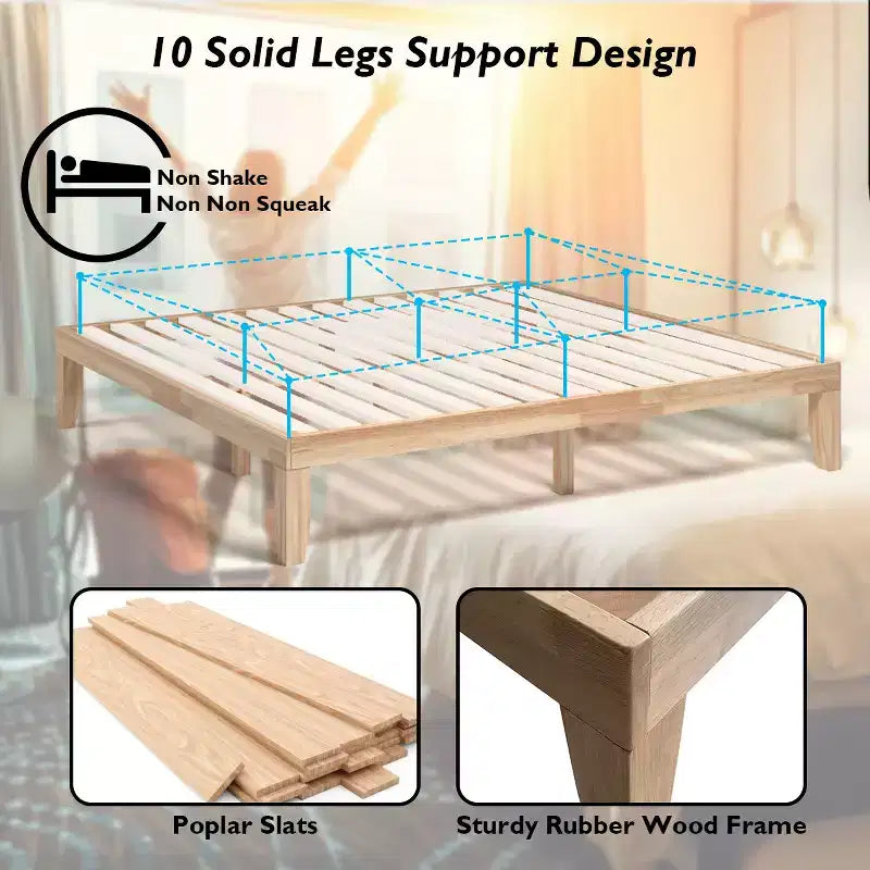 Cadre de lit King Size 14'' Costway avec support à lattes en bois pour matelas EspressoNaturel