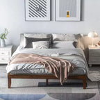 Cadre de lit King Size 14'' Costway avec support à lattes en bois pour matelas EspressoNaturel