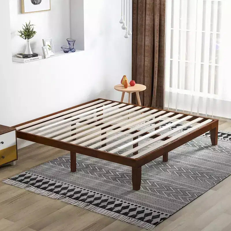 Cadre de lit King Size 14'' Costway avec support à lattes en bois pour matelas EspressoNaturel