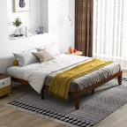 Cadre de lit King Size 14'' Costway avec support à lattes en bois pour matelas EspressoNaturel