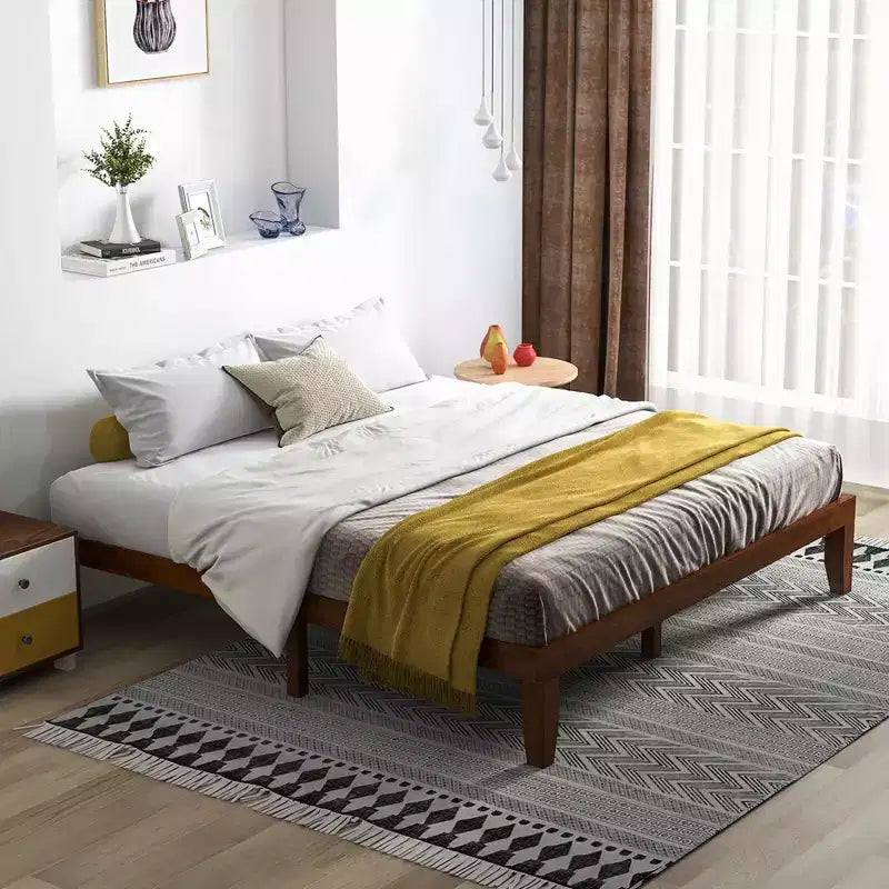 Cadre de lit King Size 14'' Costway avec support à lattes en bois pour matelas EspressoNaturel