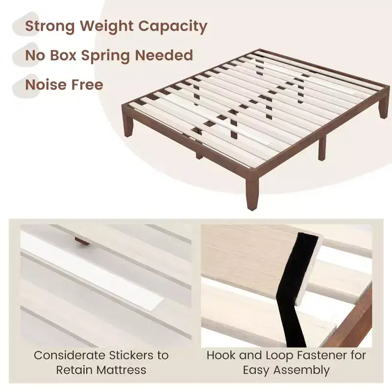 Cadre de lit King Size 14'' Costway avec support à lattes en bois pour matelas EspressoNaturel