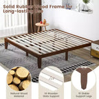 Cadre de lit King Size 14'' Costway avec support à lattes en bois pour matelas EspressoNaturel