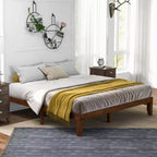 Costway King Size 14'' Wooden Bed Frame Mattress Platform Wood Slats Support EspressoNatural