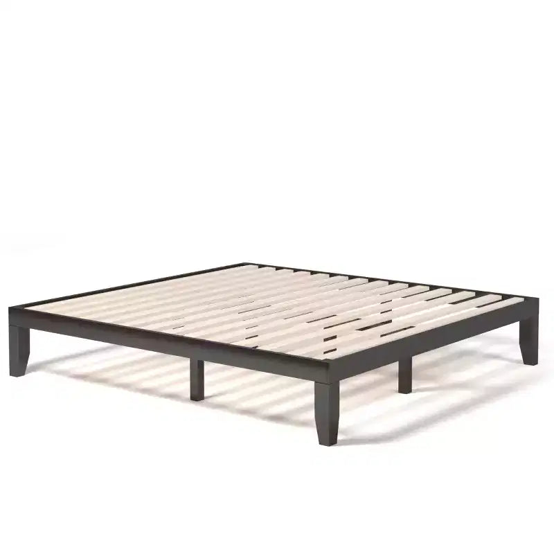 Cadre de lit King Size 14'' Costway avec support à lattes en bois pour matelas EspressoNaturel