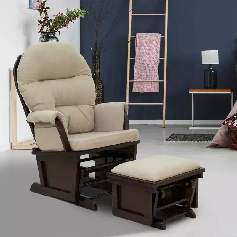 Fauteuil à bascule et repose-pieds HOMCOM pour chambre d'enfant, rembourrage épais et base en bois, blanc crème