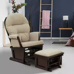 Fauteuil à bascule et repose-pieds HOMCOM pour chambre d'enfant, rembourrage épais et base en bois, blanc crème