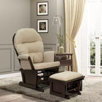 Fauteuil à bascule et repose-pieds HOMCOM pour chambre d'enfant, rembourrage épais et base en bois, blanc crème