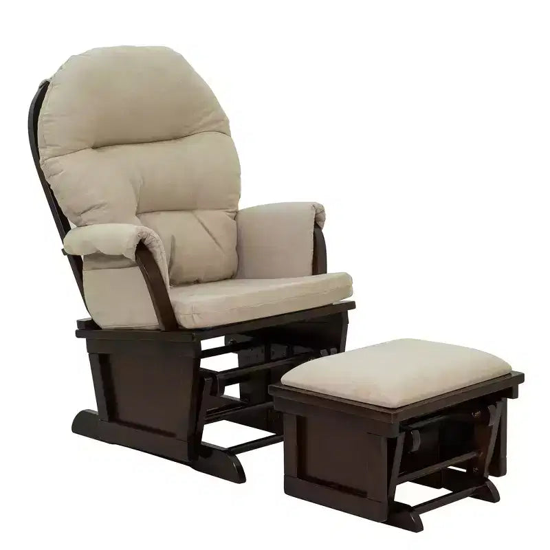 Fauteuil à bascule et repose-pieds HOMCOM pour chambre d'enfant, rembourrage épais et base en bois, blanc crème