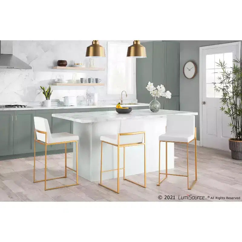 Lot de 2 tabourets de bar hauts Fuji Steel/Velvet - LumiSource
