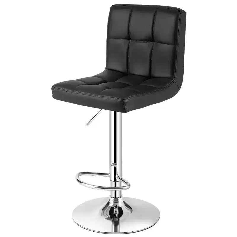 Costway Lot de 2 tabourets de bar en cuir PU, réglables, pivotants, pour pub, avec dossier haut, Noir