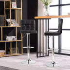 Costway Lot de 2 tabourets de bar en cuir PU, réglables, pivotants, pour pub, avec dossier haut, Noir
