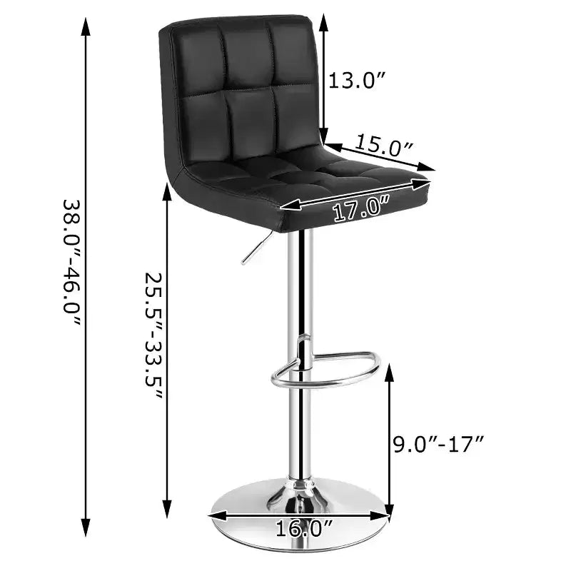 Costway Lot de 2 tabourets de bar en cuir PU, réglables, pivotants, pour pub, avec dossier haut, Noir